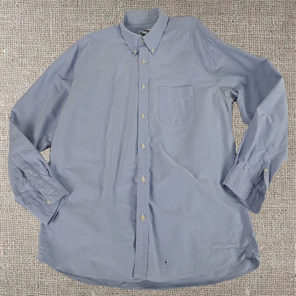 Old Navy Blue 100% Cotton Dress Shirt Regular Fit L Size Long Sleeve Solid